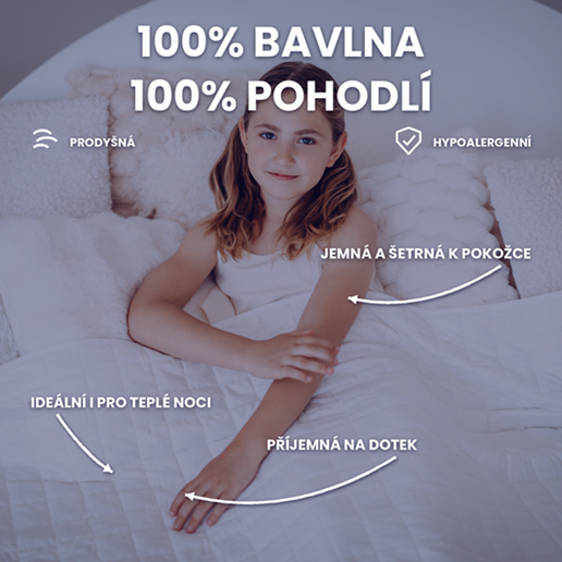 Zátěžová deka Cotton ze 100% bavlny – prodyšná, hypoalergenní a jemná k pokožce